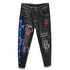 Embroidery Printed Jeans Mid Waist Men's Patch Straight Pants